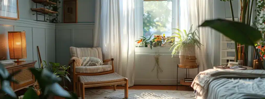 a serene, cozy virtual therapy session in a well-decorated new york city apartment, featuring a warm, inviting atmosphere that conveys comfort and connection, bathed in soft, natural light.