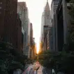 New York City Street Sun Rising View