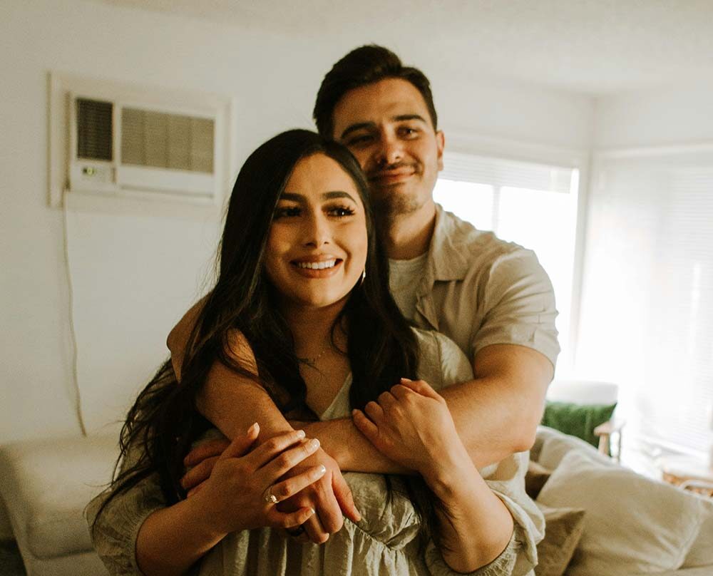 Man and woman hugging